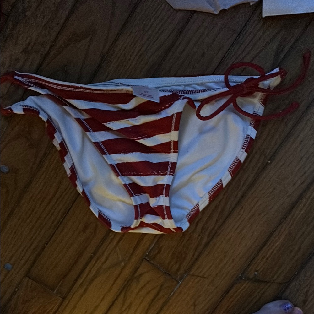 Red and White Striped Bikini Bottom